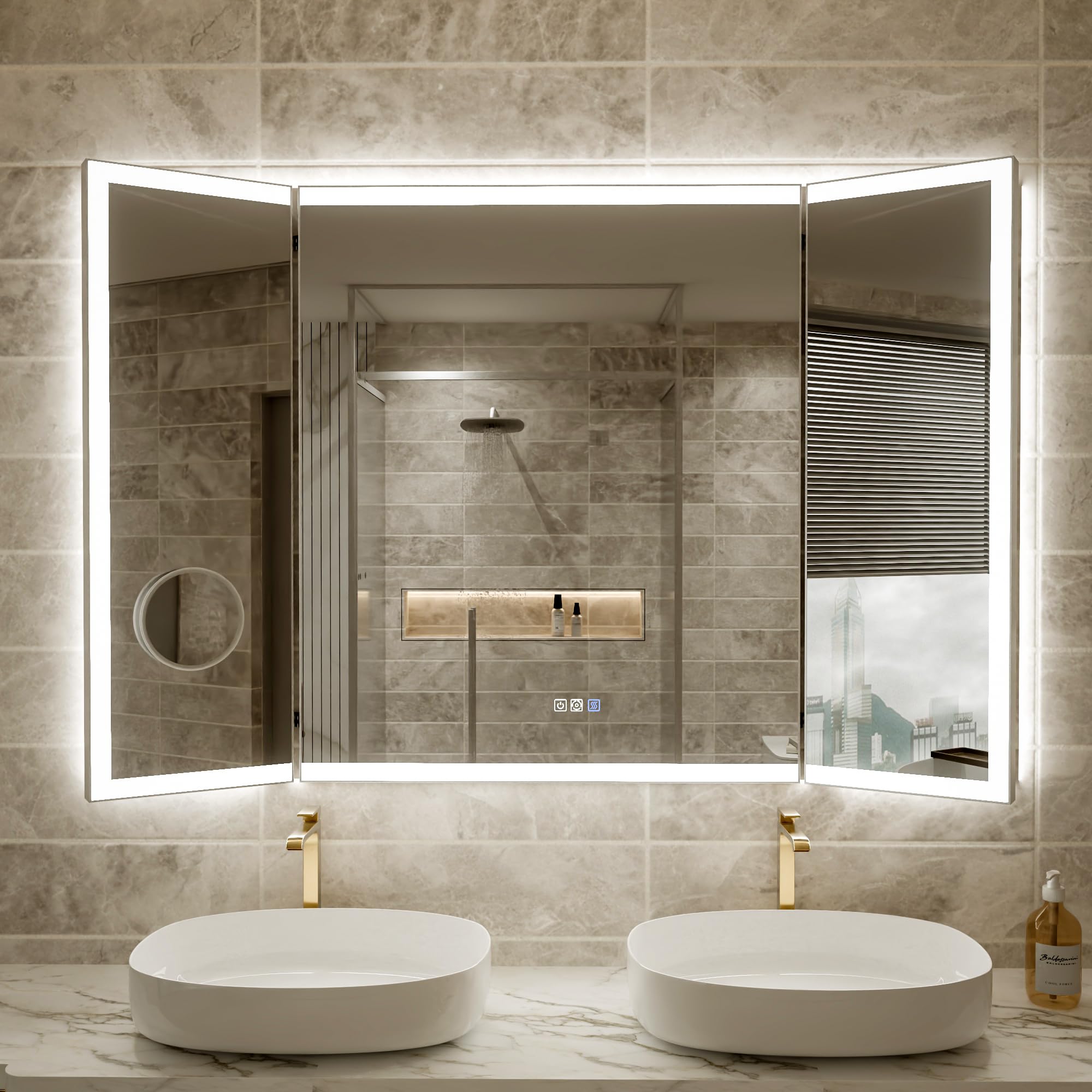 Amazon.com: 54x36 Trifold Bathroom Mirror with Lights with